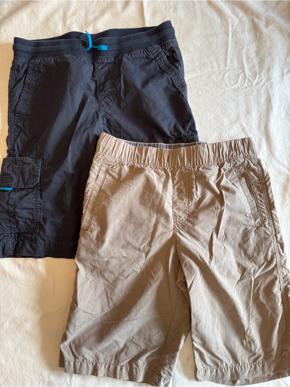 Boys Casual Urban Pipeline Shorts - Dk Grey Cargo with Teal Accents and khaki
